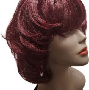 Mizon deep burgundy layered wig with 2x4 inch scalp like area